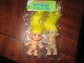Lucky Troll Doll Set Key Chain and Clip On Change luck  