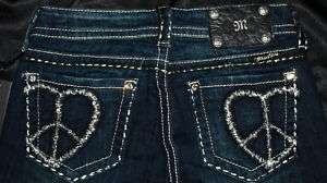 MISS ME JEANS HEARTED PEACE SIGN SIZE 25 VERY HOT  