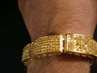 14k Yellow Gold Finish Mens New Iced Out Bracelet 8 1/4  