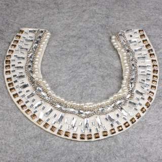Women White Crystal Rhinestone Stud Choker Wrap Shawl Necklace Charm 