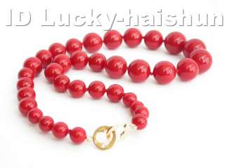 16mm round red south sea shell pearls necklace 9KT  