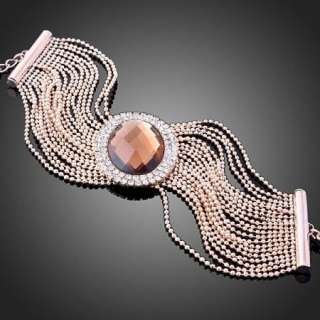 ARINNA Swarovski Crystal Big Topaz Multi Chain Bracelet  
