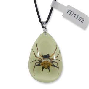 Real Spiny Spider Necklace Glow in the Dark  