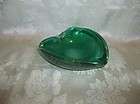 Murano Glass 7 x 2.5 GREEN AND GOLD FLECK ASHTRAY BUBBLE FLOW 