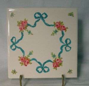 CROWN STAFFORDSHIRE China BLUE BOW F4547 Trivet or Tile  