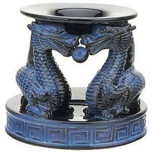  Aroma Lamp   Two Dragons   Glazed Ceramic   4 Tall 