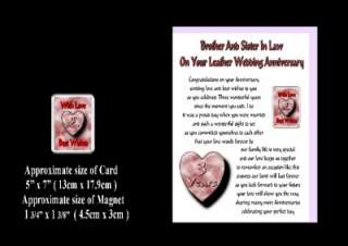 3RD WEDDING ANNIVERSARY BROTHER & SISTER IN LAW CARD & MAGNET GIFT