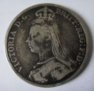 Crown UK Queen Victoria 1891 coin   grade Fine 1211   26  