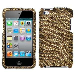 iPod Touch 4th Gen   CRYSTAL DIAMOND BLING CASE COVER GOLD ZEBRA 
