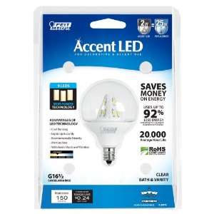 Feit Electric BPG161/2/CL/LED/RP Accent LED G161/2 Globe Bulb, Clear