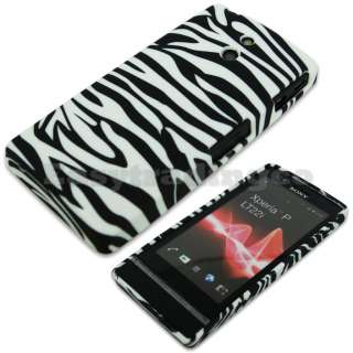 Soft Rubber Case Cover Sony Xperia P LT22i Black & White Zebra  