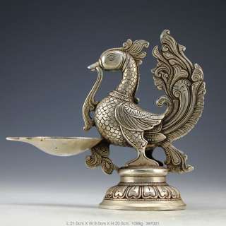 Antique Chinese Handwork Silver Phoenix Oil Lamp 397001  