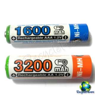 AAA 3A 1600mAh + AA 2A NiMH 3200mAh 1.2V Rechargeable Battery 