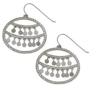   14 Karat Diamond Cut White Gold Large Dangle Hoops Earrings Jewelry