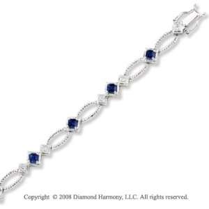    14k White Gold 1.80 Carat Sapphire Diamond Bracelet Jewelry