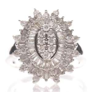  14k White Gold .99 Carat Diamond Cluster Ring Jewelry