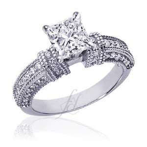 30 Ct Princess Cut Diamond Engagement Vintage Ring SI1 G CUTVERY GOOD 
