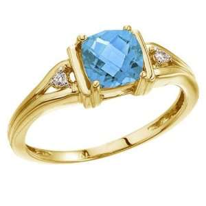   Yellow Gold December Birthstone Blue Topaz and Diamond Ring Jewelry