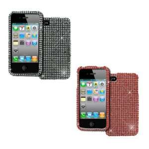   Full Diamond Bling Hard Snap on Case Covers (Red, Silver) Electronics