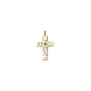  ZALES 14K Tri Tone Gold Leaf Cross Charm Pendant lockets Jewelry