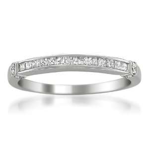 14k White Gold Princess cut Diamond Bridal Wedding Band Ring (1/3 cttw 