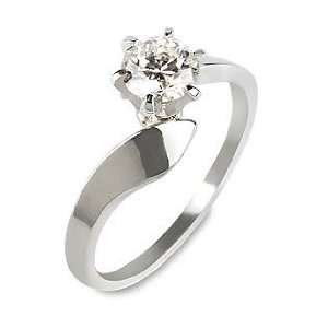    ROUND SOLITAIRE DIAMOND PROMISE RING 14K W GOLD 0.35 CT Jewelry