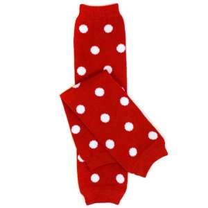  #43 Red with white polka dot baby leg warmers for girl or 