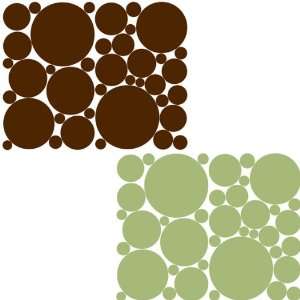   Green & Chocolate Brown Removable Polka Dots Wall Stickers Set Baby