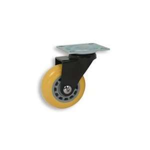 Cool Casters   Solid Skate Wheel Caster, Yellow Wheel, Black Yoke 