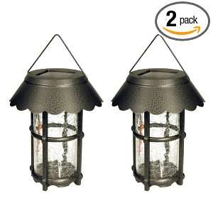 Malibu Outdoor One Light Solar Powered Metal Hanging Lanterns, 2 Pack 