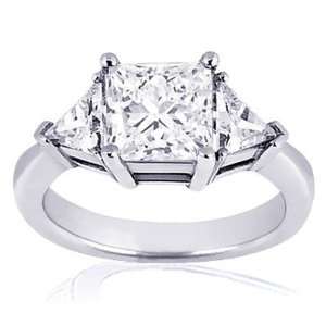  1.25 Ct Princess Cut 3 Stone Diamond Engagement Ring 14K 