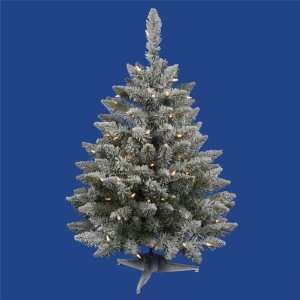  2 ft. PVC Christmas Tree   Flocked White on Green   Sugar Pine 