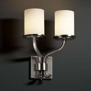   Two Light Short Wall Sconce Shade Color Weave, Metal Finish Nickel