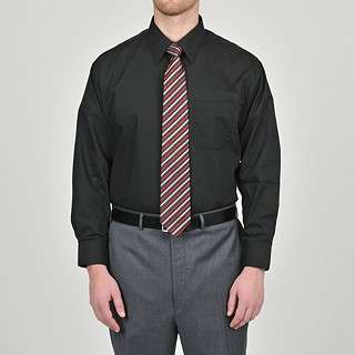 Alexander Julian Colours Mens Black Dress Shirt and Stripe Tie Set 