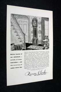 REVERE Grandfather Clocks 1930 print Ad  