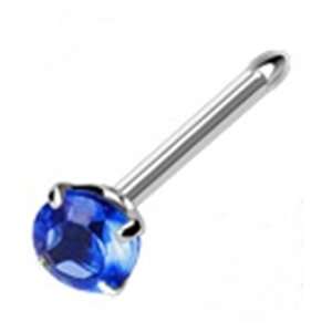   Surgical Steel Nose Ring Piercing Jewelry Stud with Blue Gem 20 Gauge
