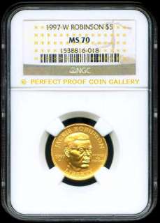NGC MS70 1997 W JACKIE ROBINSON $5.00 GOLD MS 70  
