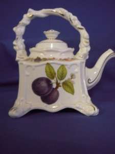 Crown Staffordshire TEA SET Teapot/4 Cups&Saucers FRUIT  