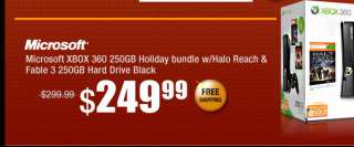   250GB Holiday bundle w/Halo Reach & Fable 3 250 GB Hard Drive Black