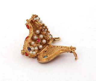 INTRICATE 14K GOLD & GEMS 3D DIMENSIONAL PIANO CHARM  