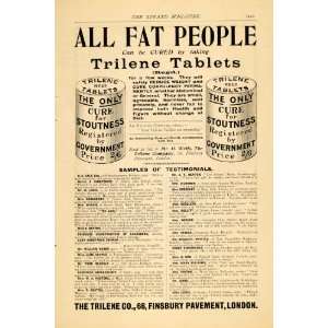   Ad All Fat People Trilene Tablets Cure Stoutness   Original Print Ad