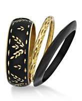   &co. Bracelet Set, Set of 3 Gold Tone Diamond Cut Bangle Bracelets