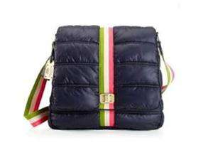   Couture Puffy Quilted Nylon Crossbody Messenger Bag Purse Tote Navy