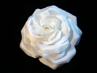 Crisp White Rose Hair Flower Clip  