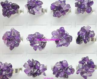 wholesale 25pcs amethyst flower gemstone rings  