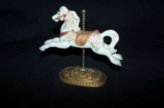 Beautiful Porcelain Carousel Horse Brass Pedestal  