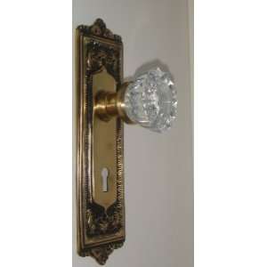 Antique Brass Eggn Dart French Door depression Crystal Passage Door 