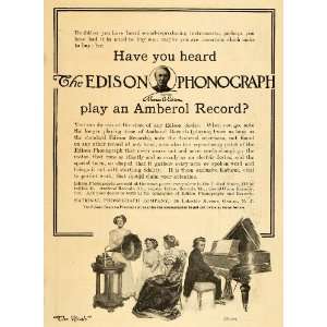 1909 Ad National Phonograph Edison Horn Amberol Records Player Antique 