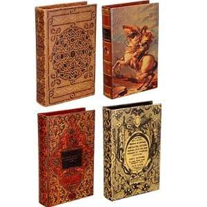  Wooden BookBox w/ Faux Leather Cover Set Of 4 #CA