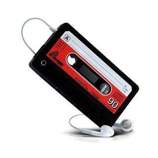 Black silicone Cassette Tape Case Skin Cover for iPhone 4 4G  